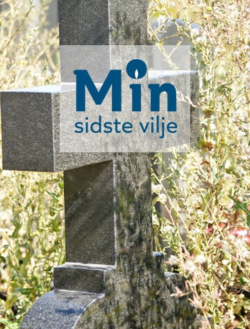 Gravsten som kors med tekst henover min sidste vilje